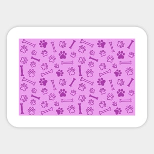 Pet - Cat or Dog Paw Footprint and Bone Pattern in Purple Tones Sticker